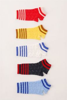 SS10 LACEY STRIPE ANKLE SOCKS