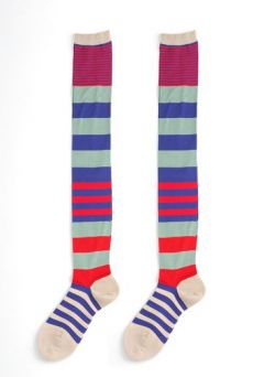 AW10/11 DOUBLE NEGATIVE STRIPE LONG SOCKS RED