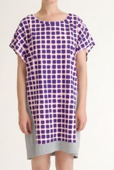 SS12 RAVIOLI CHECK COMBI DRESS - PURPLE