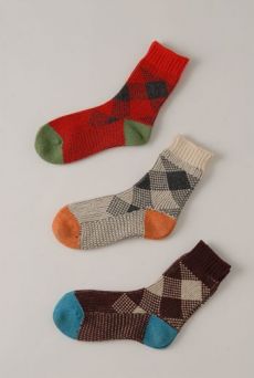 AW1213 CHECK ANKLE SOCKS - VARIOUS