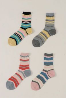 SS13 MULTI STRIPE ANKLE SOCKS